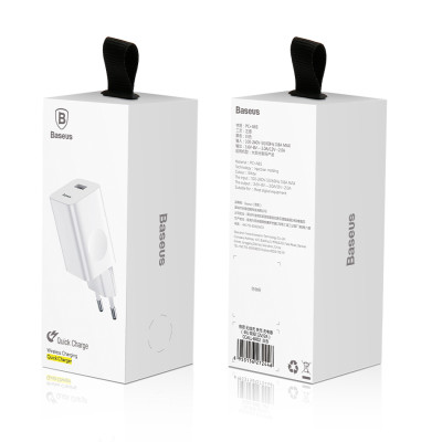 Cốc Củ sạc nhanh Baseus công suất 24W Công nghệ Sạc Nhanh Qualcomm QC 3.0 tự động điều chình dòng sạc - Hàng nhập khẩu