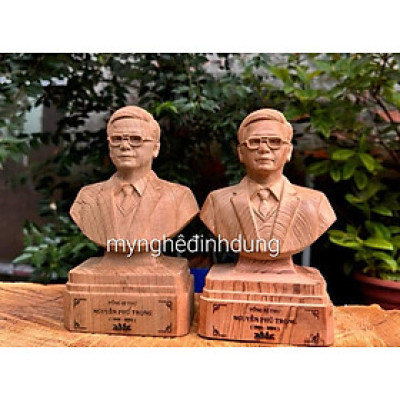 Tượng bác nguyễn phú trọng kính yêu bằng gỗ ngọc am thơm nức kt 20x12x7cm