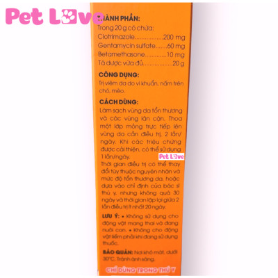 Kem Genazol giảm ngứa, giảm viêm, mau lành vết thương trên chó mèo (Vemedim)