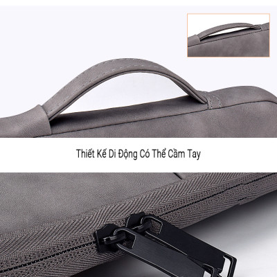 Túi Chống Sốc Laptop Teement TM01 2 Ngăn Có Quai Xách Đứng, Vân Da Mịn Chất Liệu Da Chống Thấm Nước Bảo Vệ Cho Macbook, Laptop, 13 Inch, 14 Inch, 15 Inch, 15.6 Inch- Hàng Chính Hãng 