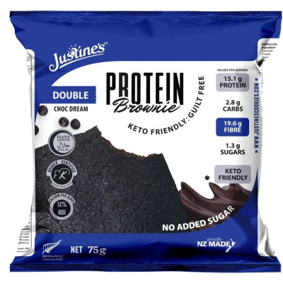 Bánh Quy Dạng Brownie Sô Cô La Justines Protein Cookie, Phù Hợp Chế Độ Ăn Kiêng Keto, Không Đường, Không Chứa Gluten Và Lúa Mì, Bổ Sung Đạm, Xơ Và Canxi, Hộp 12 Cái