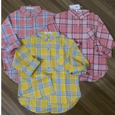 Áo sơ mi kẻ dài tay, form rộng, Chất vải mềm mịn, mát, thấm hút mồ hôi. Áo kiểu nữ đẹp form dưới 65kg Nesa shop