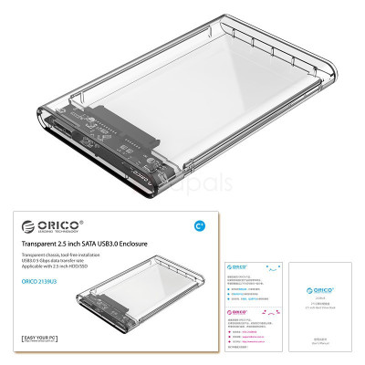 Hộp ổ cứng ORICO 2139U3 2.5" SSD/HDD SATA 3 USB 3.0 trong suốt - Hàng Chính Hãng