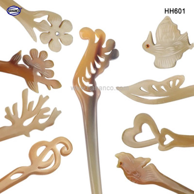 Trâm cài tóc bằng sừng bò Châu Phi (HH601) đục khắc hình dễ thương - Đủ kiểu dáng 