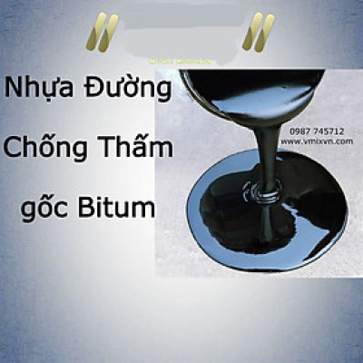Nhựa đường chống thấm Sàn và tường bê tông, sân thượng, nhà vệ sinh, hồ bơi, bể cá, máng xối, sê nô...1 lít 