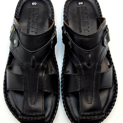  Dép nam quai rọ da bò 100% cao cấp nhập khẩu, hàng rất chất lượng, da bò êm, đẹp, đính khuy cách điệu, chi tiết sắc sảo