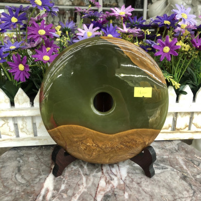 Đồng điếu (đồng tiền ) phong thủy đá ngọc Onyx - Đường kính 16 cm