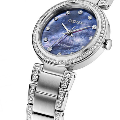 Đồng Hồ Nữ Citizen Đính Đá Swarovski Dây Thép Không Gỉ EM0840-59N - Mặt Xà Cừ