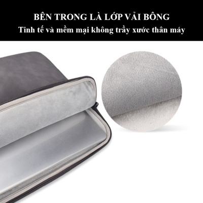 Túi chống sốc đựng Laptop 2 ngăn chất liệu da có tay xách tiện lợi nhiều màu size 13.3 inch, 14.1-15.4
