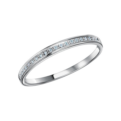 Nhẫn Vàng Trắng 14K Đính Kim Cương