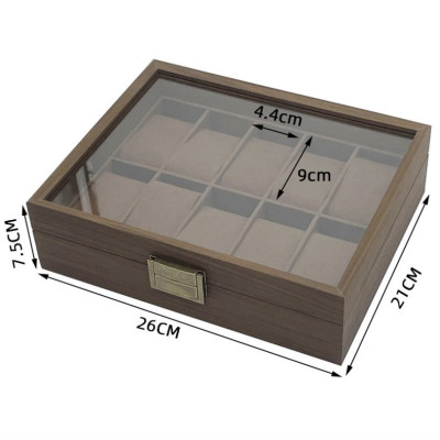Hộp đựng đồng hồ - Hộp đựng 10 đồng hồ bằng gỗ màu nâu
