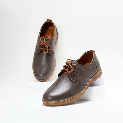 Giày Mọi Nam Cột Dây Vân Da PABNO PN21027 - Đen/Xám