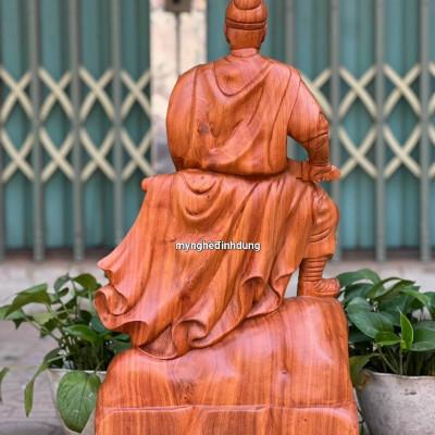 Tượng điêu khắc trần quốc tuấn ,trần hưng đạo vương gỗ hương đá kt cao 70×33×20cm