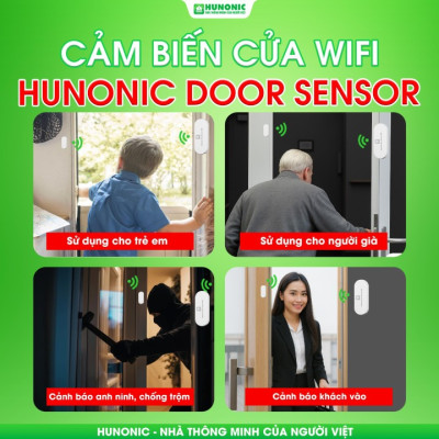Cảm Biến Cửa Hunonic Door Sensor Wifi - Phát Hiện Đột Nhập, Báo Qua Điện Thoại - Hàng Chính Hãng