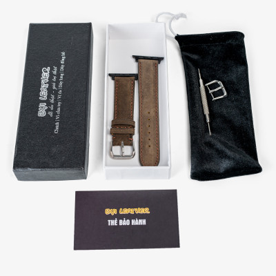 Dây đồng hồ dành cho AW da bò Vintage D116 - Hàng khâu tay thủ công cao cấp