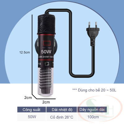 Sưởi QuanLong Mini Heating Rod 25W, 50W làm ấm nước bể cá tép thủy sinh nano