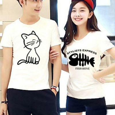 Áo thun cặp đôi in họa tiết so cute chất thun đẹp - Giá 1 áo