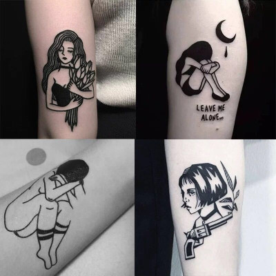 325 Hình Xăm Dán Tattoo Unisex Nam Nữ Cá Tính Tiên Cá Mặt Trăng Sao Đồng Hồ