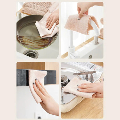 COMBO 10 Khăn Lau Xơ Mướp Đa Năng Lau Bề Mặt, Đánh Bay Dầu Mỡ 20cm x 20cm Siêu Thấm Hút Kháng Khuẩn An Toàn TÁI SỬ DỤNG NHIỀU LẦN