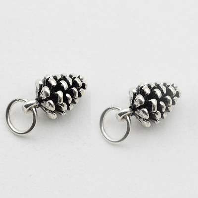 Combo 2 cái charm bạc hình trái thông treo - Ngọc Quý Gemstones