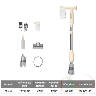 Máy Hút Cặn Jeneca Aquarium Cleaner AS 615A, 615B, 715 Thay Nước Hút Phân