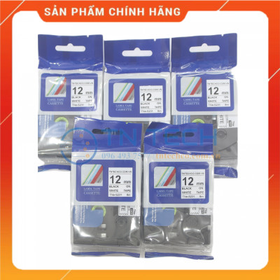 Nhãn In TNE-S231 - Đen nền trắng 12mm x 8m - Dùng cho máy in BROTHER - AIMO - PUTY [Hàng nhập khẩu]