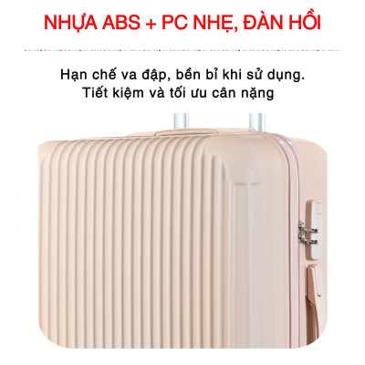 Vali Du Lịch Cao Cấp Size 24inch - Bảo Hành 5 Năm  KS-T01 - Hồng Nhạt