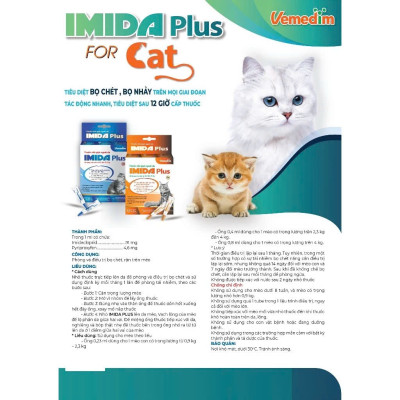 Nhỏ Gáy Imida Plus Vemedim - Loại Bỏ Ve Rận, Bọ Chét cho Mèo