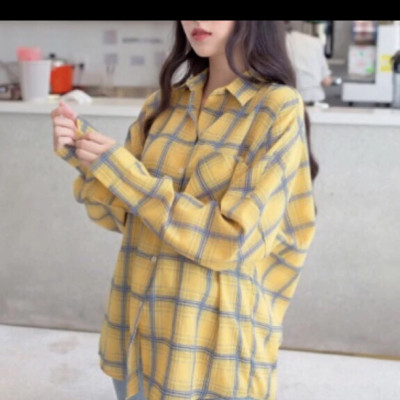 Áo sơ mi kẻ dài tay, form rộng, Chất vải mềm mịn, mát, thấm hút mồ hôi. Áo kiểu nữ đẹp form dưới 65kg Nesa shop