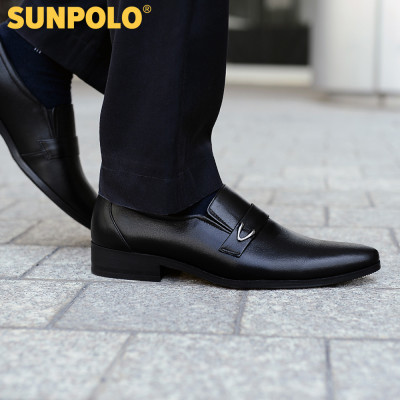 Giày tây nam da bò đế cao su SUNPOLO SKT116 phiên bản đen