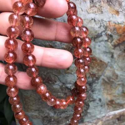 VÒNG CỔ ĐÁ THẠCH ANH TÓC ĐỎ VIP SIZE 8MM CUNG SANH 