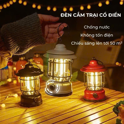 Đèn Cắm Trại Dã Ngoại Du Lịch Sạc USB 1200mAh, Ánh Sáng Vàng Trang Trí - HÀNG CHÍNH HÃNG MINIIN