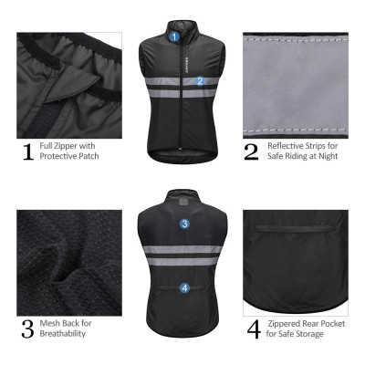 Áo khoác không tay đi xe đạp Jersey chống gió thoáng khí dành cho Nam Nữ