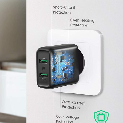 Ugreen UG10216CD161TK 36W QC3.0 2 cổng USB màu Đen Củ sạc nhanh - HÀNG CHÍNH HÃNG