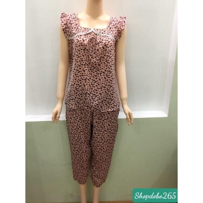 Đồ bộ nữ, đồ ngủ mặc nhà lửng 9 tấc BL 52 vải lụa mango cao cấp mặc mát họa tiết dễ thương size đại 58-65kg.