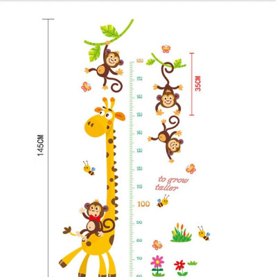 Decal dán tường thước đo chiều cao Hươu cao cổ 5 AmyShop (145 x 84 cm)