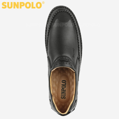 Giày mọi nam da bò đế cao su mũi tròn SUNPOLO MOI011