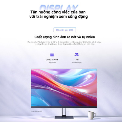 Màn Hình Máy Tính Xiaomi 2K Monitor A27Qi EU 27inch / LCD IPS / 100Hz / 2K / 6ms - Hàng Chính Hãng