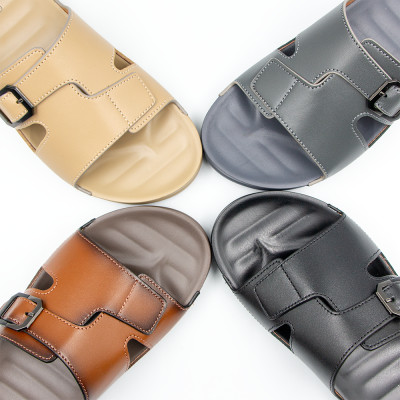 Dép Nam Quai Ngang Siêu Nhẹ Da Bò Cao Cấp TOMOYO TMD305