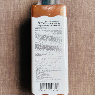 SỮA TẮM SOS DÀNH RIÊNG CHO ĐỘNG VẬT CÓ LÔNG MÀU NÂU VÀ ĐỎ 530ML CHO THÚ CƯNG CHÓ MÈO