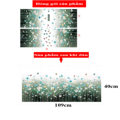 Sticker Giấy Dán Tường Decal Dán tường Tranh Dán Tường Trang Trí Tường Mẫu Hoa Chuồn Chuồn Trắng ZH-1003
