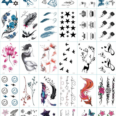 325 Hình Xăm Dán Tattoo Unisex Nam Nữ Cá Tính Tiên Cá Mặt Trăng Sao Đồng Hồ
