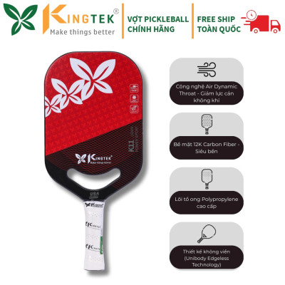 Vợt Pickleball Kingtek K11 Power Sport 16mm Màu Đỏ (K1116-Red) - Cao Cấp