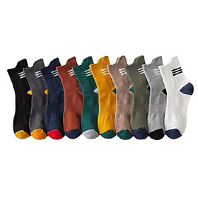 Combo 5 đôi tất vớ nam cổ cao, vớ Cotton co dãn thoáng mát