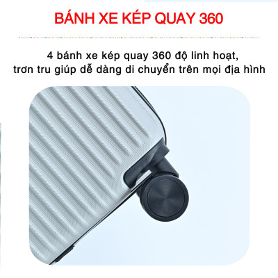 Vali du lịch kéo cao cấp Size 24inch- Chất lượng cao  KS-155 - Xanh lam nhạt