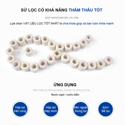 Sứ Lọc Hồ Cá 4.5/5KG vật liệu lọc nước bể cá cảnh, hồ thủy sinh cao cấp 