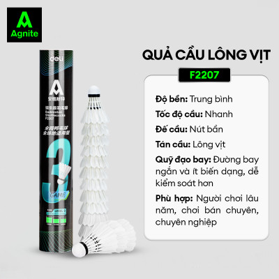 [Hộp 12 quả] Cầu lông chính hãng Agnite - lông ngỗng, lông vịt cao cấp - chắc chắn, chịu va đập, cầu bền đường bay ổn định