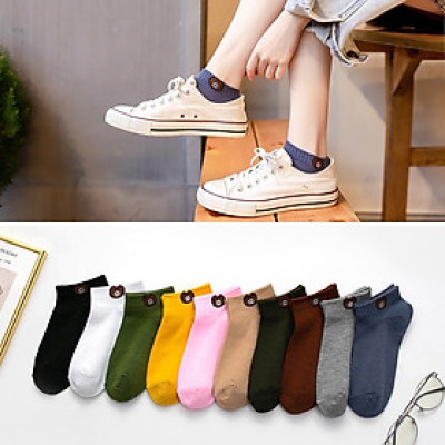 Combo 10 đôi tất hoa cúc , gấu nữ ,cổ ngắn nhiều màu dễ thương vải cotton , khử mùi , kháng khuẩn kèm túi dây rút xinh xắn cute cho phái nữ