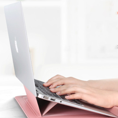 Túi chống sốc bao da laptop macbook kiêm giá đỡ tản nhiệt kèm ví đựng sạc chuột