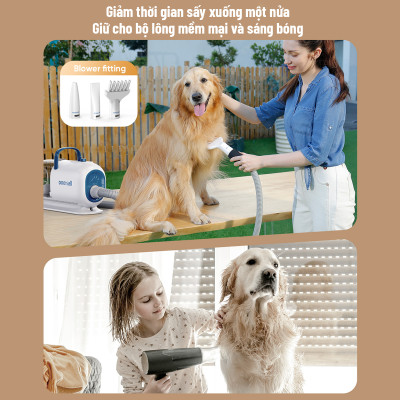 Máy cắt tỉa, chải,hút và sấy lông thú cưng Oneisall BM1 lực hút 10000pa - Hàng chính hãng